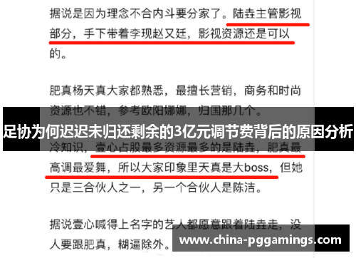 足协为何迟迟未归还剩余的3亿元调节费背后的原因分析